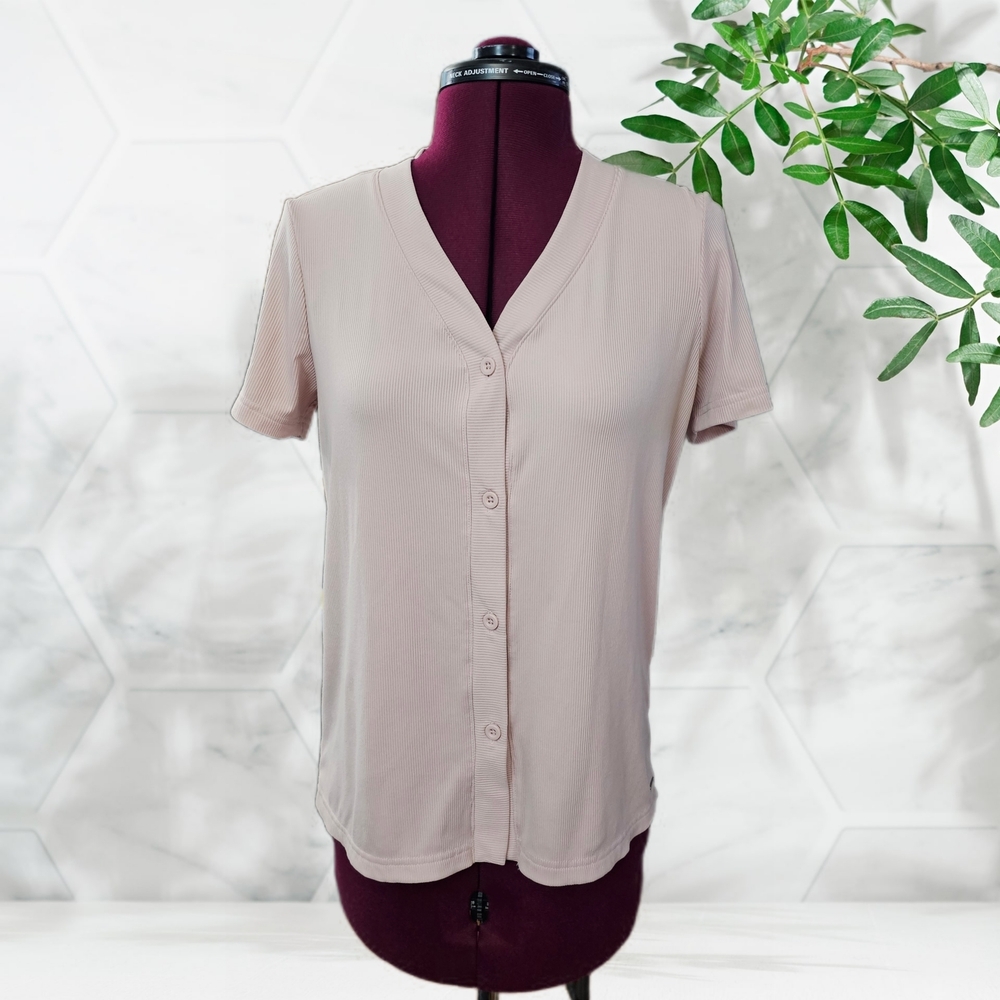 Tahari Short Sleeve Button Up Blouse Top